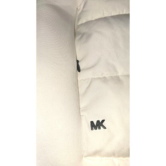 Michael Kors Women's White Winter Zipper BELT Puffer Hooded Coat Jacket Small - Picture 10 of 16